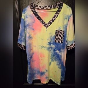 NWOT Tie Dye Animal Print Top